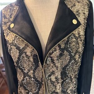 INSIGHT NY Sequin Faux Leather Moto Jacket - Women’s Size 4 NWT